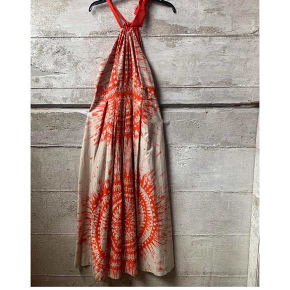 11. Eva Franco Halter Mini Orange and Cream Breathable Summer Dress - Picture 1 of 2
